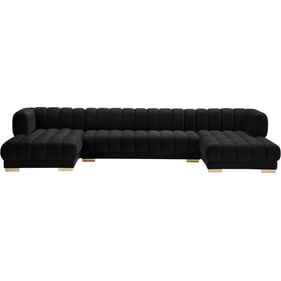 Meridian Furniture Gwen Black Velvet 3pc Sectional