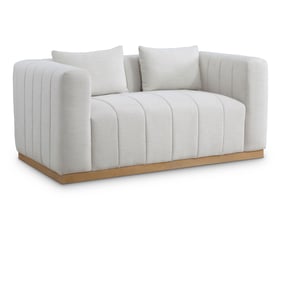 Meridian Furniture Lucia Cream Linen Textured Fabric Loveseat