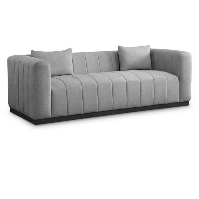 Meridian Furniture Lucia Grey Linen Textured Fabric Sofa MRD-655GREY-S