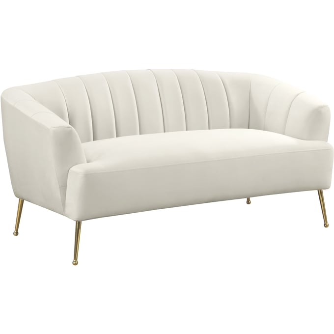 Meridian Furniture Tori Cream Velvet Loveseat MRD-657CREAM-L