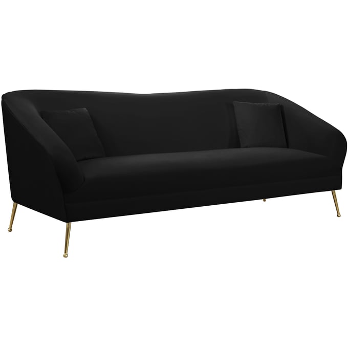 Meridian Furniture Hermosa Black Velvet Sofa MRD-658BLACK-S