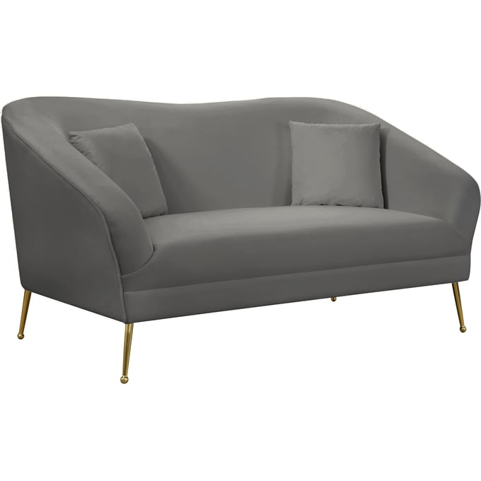 Meridian Furniture Hermosa Grey Velvet Loveseat MRD-658GREY-L