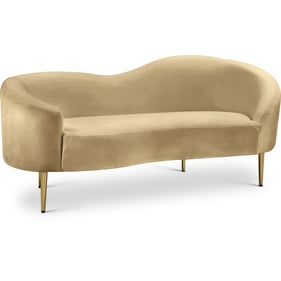 Meridian Furniture Ritz Camel Velvet Gold Loveseat