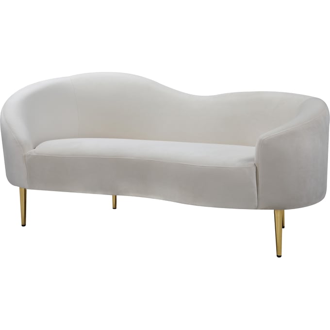 Design Edge Cashmere  Cream Velvet Loveseat DE-23272269