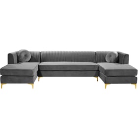 Meridian Furniture Graham Grey Velvet 3pc Sectional