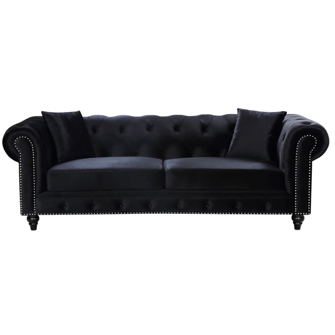 Meridian Furniture Chesterfield Black Velvet Sofa The Classy Home