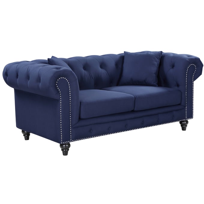 Meridian Furniture Chesterfield Navy Linen Loveseat MRD-662NAVY-L