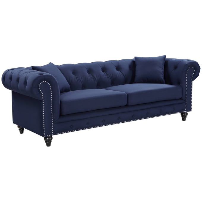 Meridian Furniture Chesterfield Navy Linen Sofa MRD-662NAVY-S