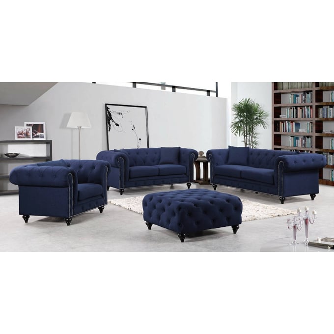 Design Edge Moulamein  Navy 4pc Living Room Set DE-21994131