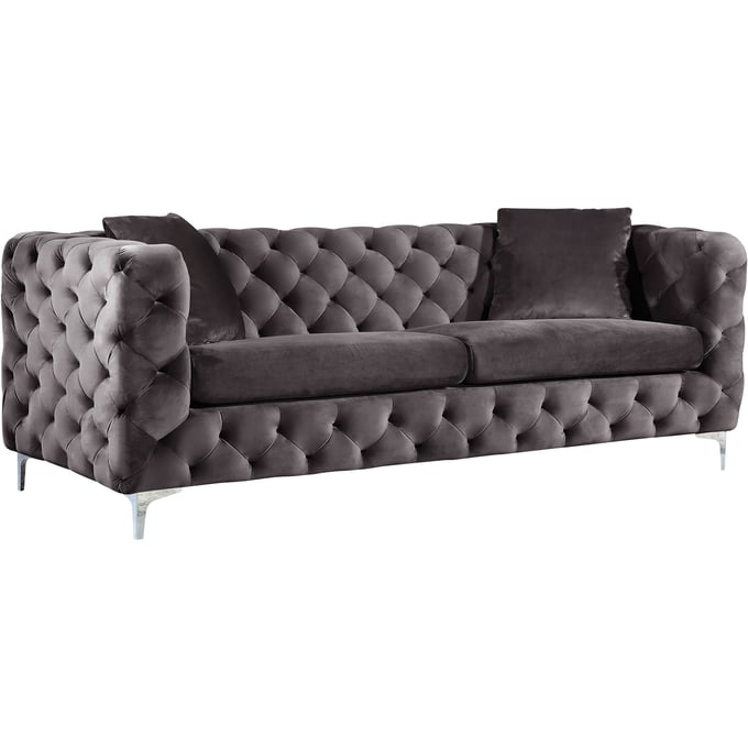 Meridian Furniture Scarlett Grey Velvet Sofa The Classy Home