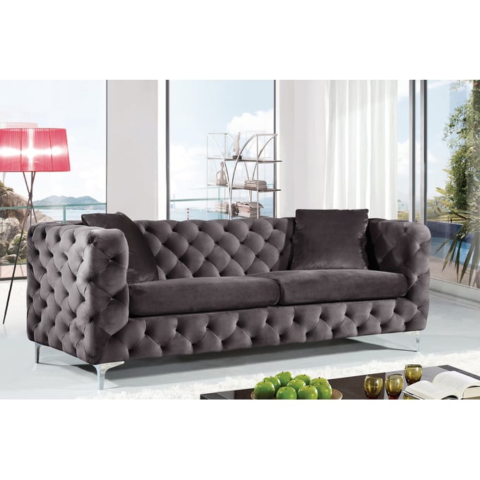 Meridian Furniture Scarlett Grey Velvet Sofa The Classy Home