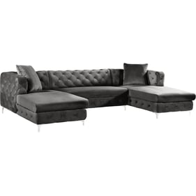 Design Edge Picton  Grey Velvet 3pc Sectional