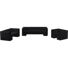 Meridian Furniture Henson Black Velvet 3pc Living Room Set