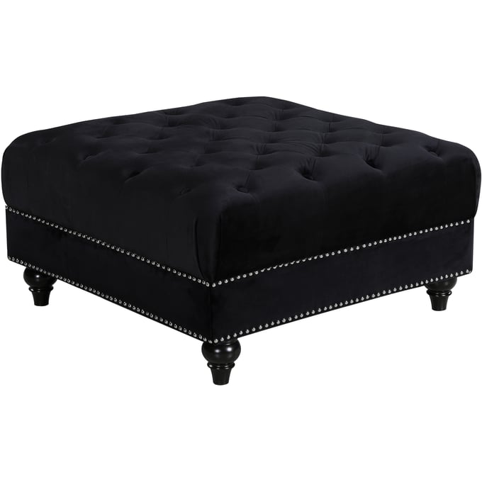 Design Edge Clifton  Black Velvet Ottoman DE-22250584