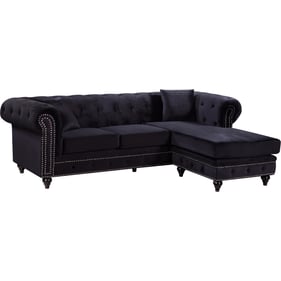 Design Edge Clifton  Black Velvet 2pc Reversible Sectional