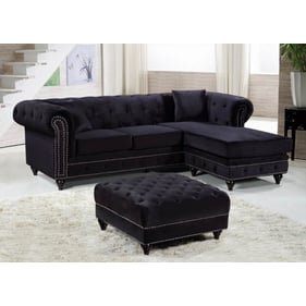 Meridian Furniture Sabrina Black 2pc Sectional with Ottoman