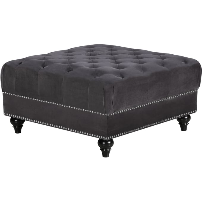 Design Edge Clifton  Grey Velvet Ottoman DE-22250604