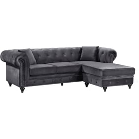 Meridian Furniture Sabrina Grey Velvet 2pc Reversible Sectional