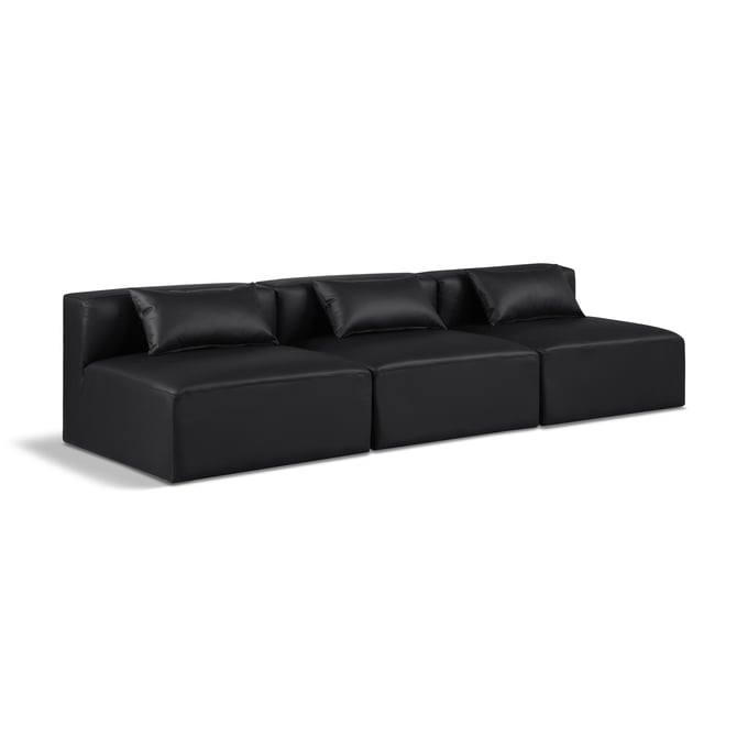 Meridian Furniture Cube Black Vegan Leather Armless Modular Sofa MRD-668BLACK-S108A