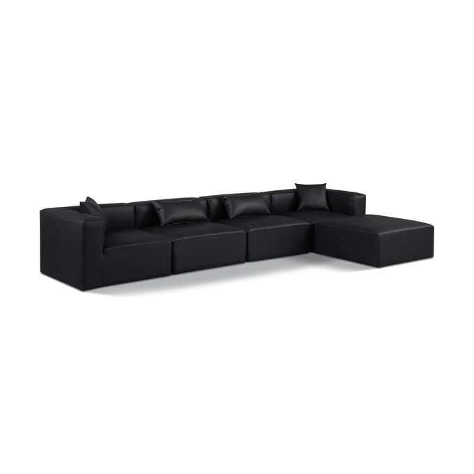 Meridian Furniture Cube Black Vegan Leather 5pc Modular Sectional MRD-668BLACK-SEC5A