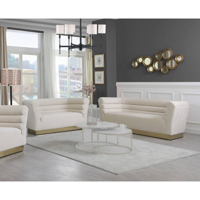 Design Edge Lapstone  Cream Velvet 2pc Living Room Set DE-23463887