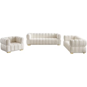 Meridian Furniture Gwen Cream Velvet 3pc Living Room Set