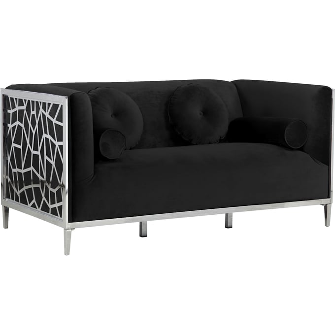 Meridian Furniture Opal Black Velvet Loveseat MRD-672BLACK-L