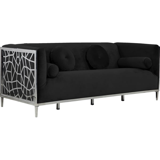 Meridian Furniture Opal Black Velvet Sofa MRD-672BLACK-S