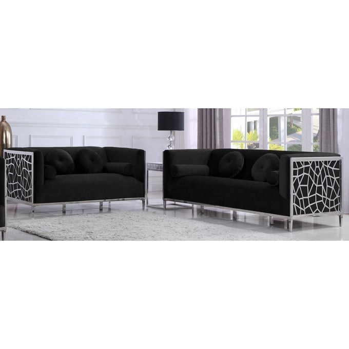 Meridian Furniture Opal Black 2pc Living Room Set MRD-672-LR-S4