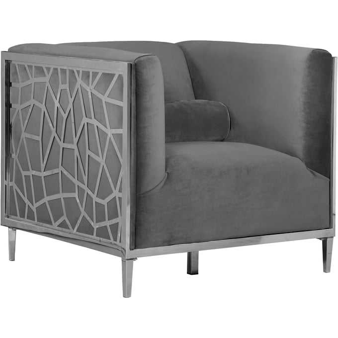 Meridian Furniture Opal Grey Velvet Chair MRD-672GREY-C