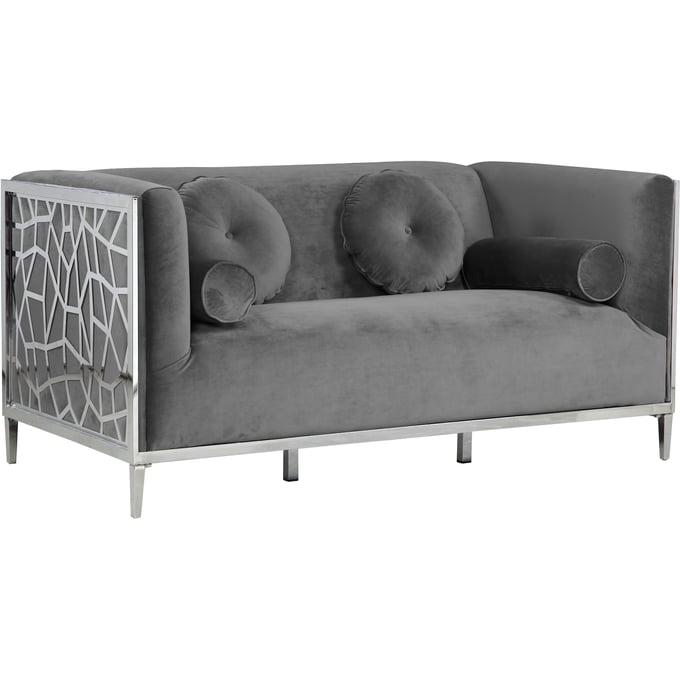 Design Edge Bedourie  Grey Velvet Loveseat DE-22780550