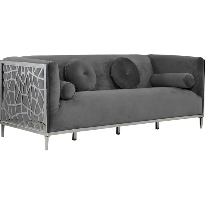 Meridian Furniture Opal Grey Velvet Sofa MRD-672GREY-S