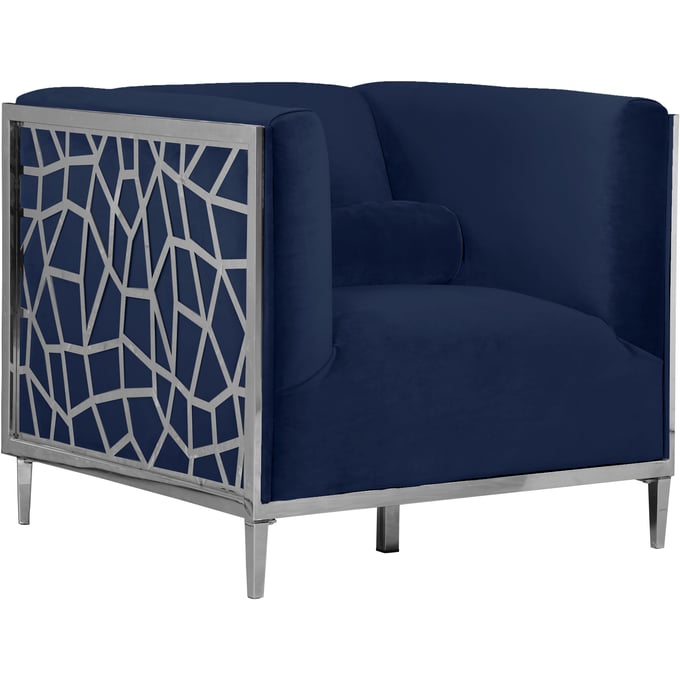 Meridian Furniture Opal Navy Velvet Chair MRD-672NAVY-C