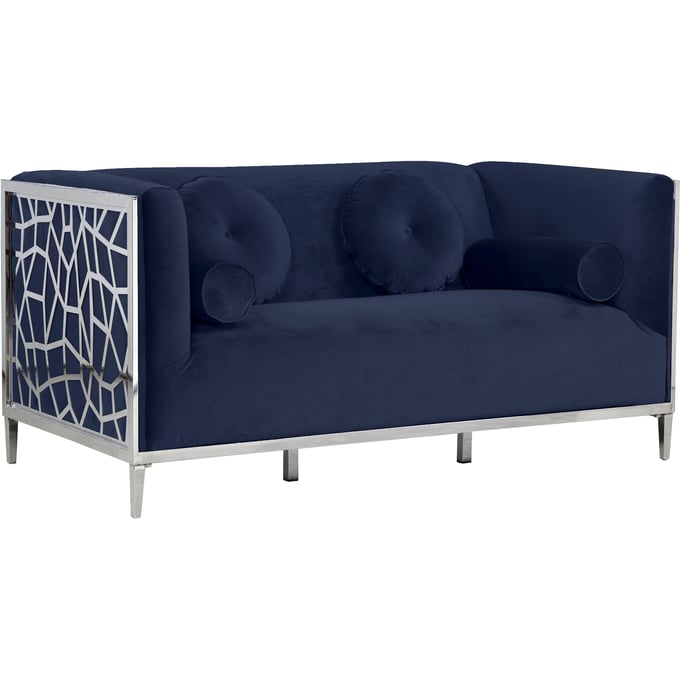 Meridian Furniture Opal Navy Velvet Loveseat MRD-672NAVY-L