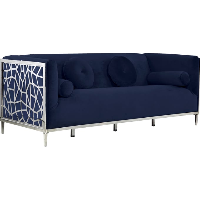 Meridian Furniture Opal Navy Velvet Sofa MRD-672NAVY-S