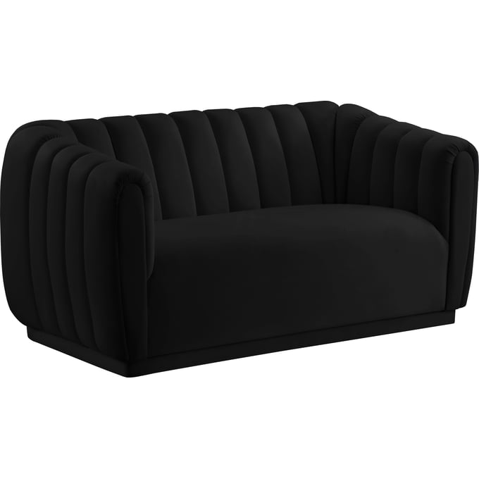 Meridian Furniture Dixie Black Velvet Loveseat MRD-674BLACK-L