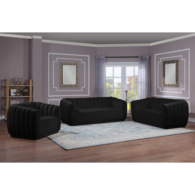 Meridian Furniture Dixie Black 3pc Living Room Set MRD-674-LR-S1