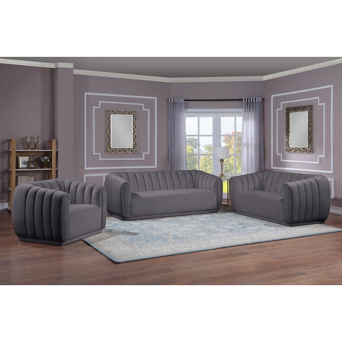 Meridian Furniture Dixie Grey 3pc Living Room Set MRD-674-LR-S3