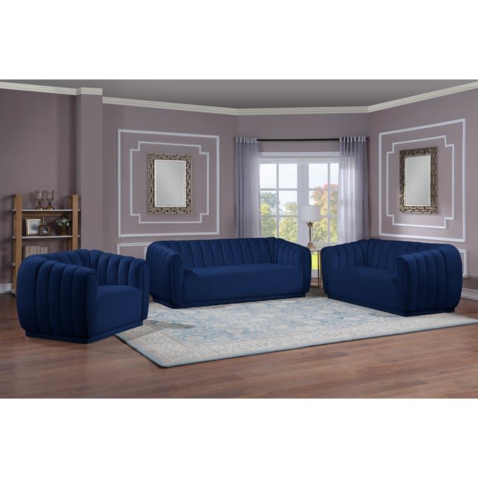 Meridian Furniture Dixie Navy 3pc Living Room Set MRD-674-LR-S4