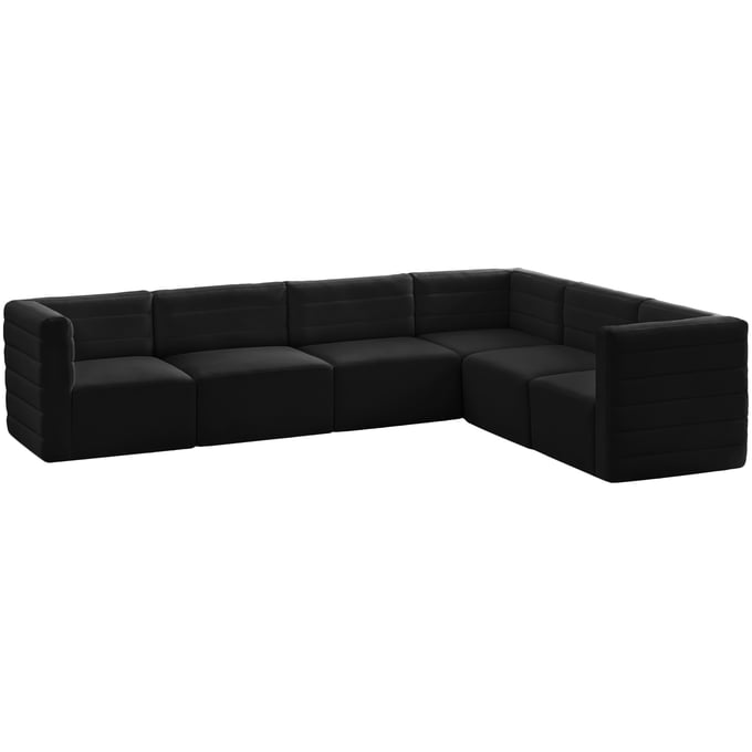 Meridian Furniture Quincy Black Velvet Modular 6pc Sectional MRD-677BLACK-SEC6A