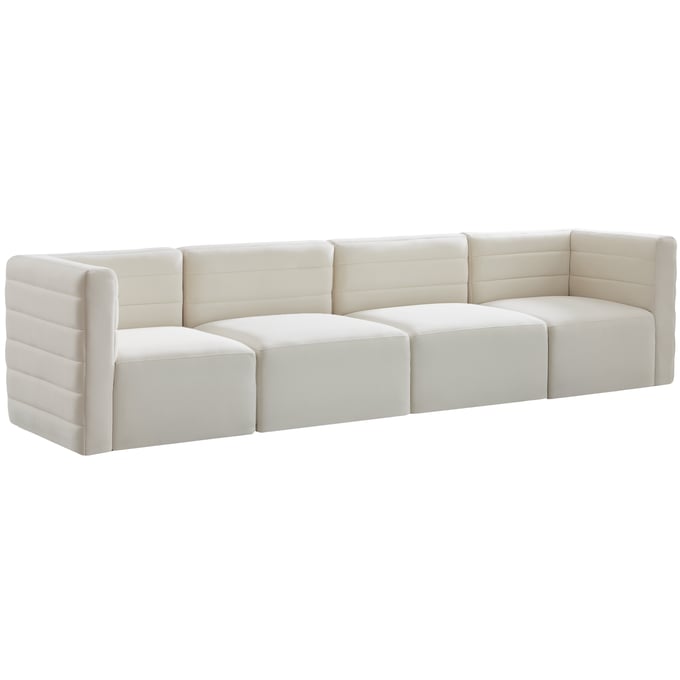 Meridian Furniture Quincy Cream Velvet Modular 4pc Sofa MRD-677CREAM-S126