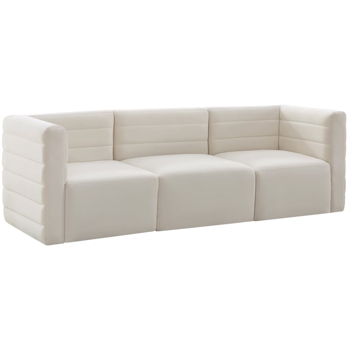 Meridian Furniture Quincy Cream Velvet Modular Sofa MRD-677CREAM-S95