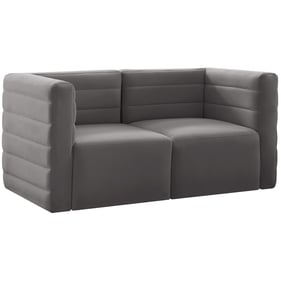 Meridian Furniture Quincy Grey Velvet Modular 2pc Sofa