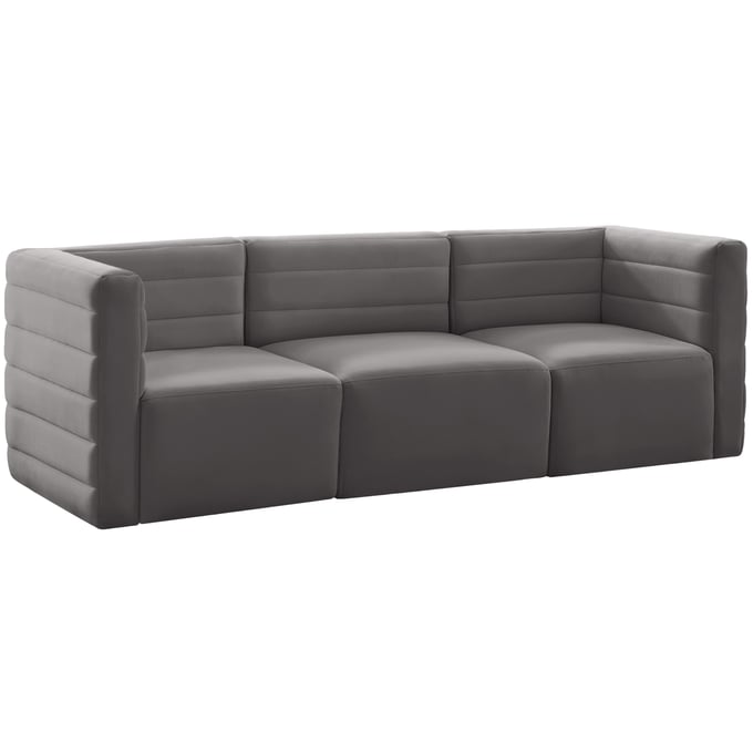 Meridian Furniture Quincy Grey Velvet Modular Sofa MRD-677GREY-S95