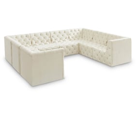 Meridian Furniture Tuft Cream Velvet 8pc Sectional