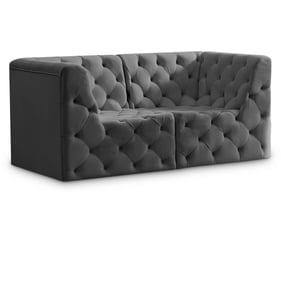 Meridian Furniture Tuft Grey Velvet Modular Sofa