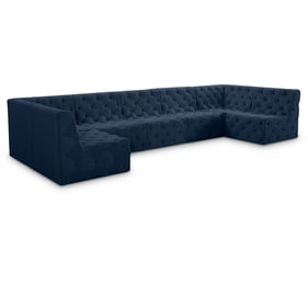 Meridian Furniture Tuft Navy Velvet 7pc Sectional