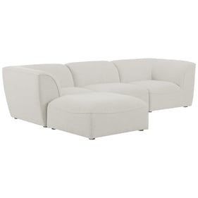 Meridian Furniture Miramar Cream 4pc Modular Sectional with Ottoman