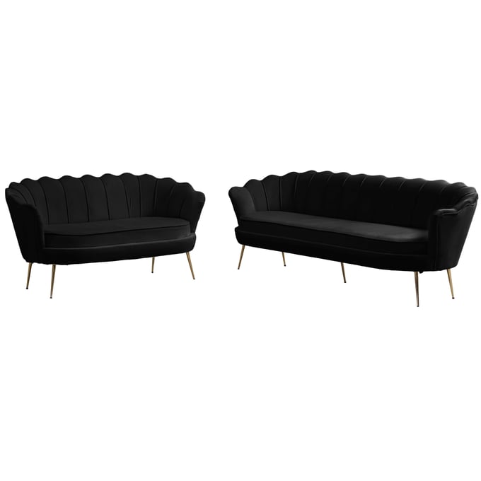 Meridian Furniture Gardenia Black Velvet 2pc Living Room Set MRD-684Black-LR-S1