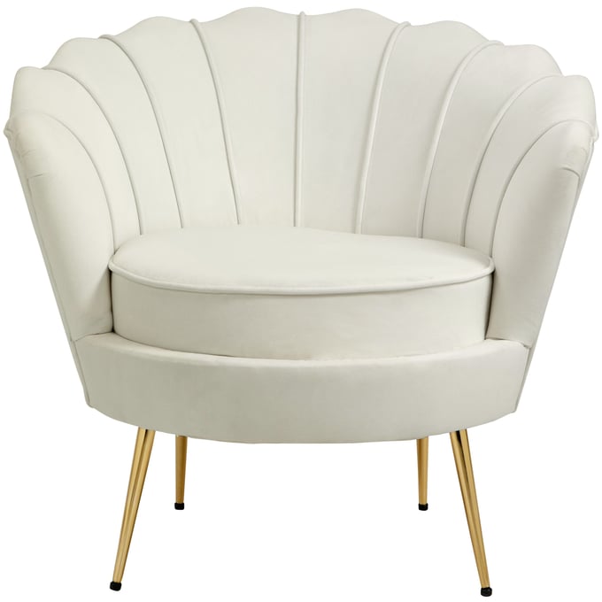 Meridian Furniture Gardenia Cream Velvet Chair MRD-684CREAM-C